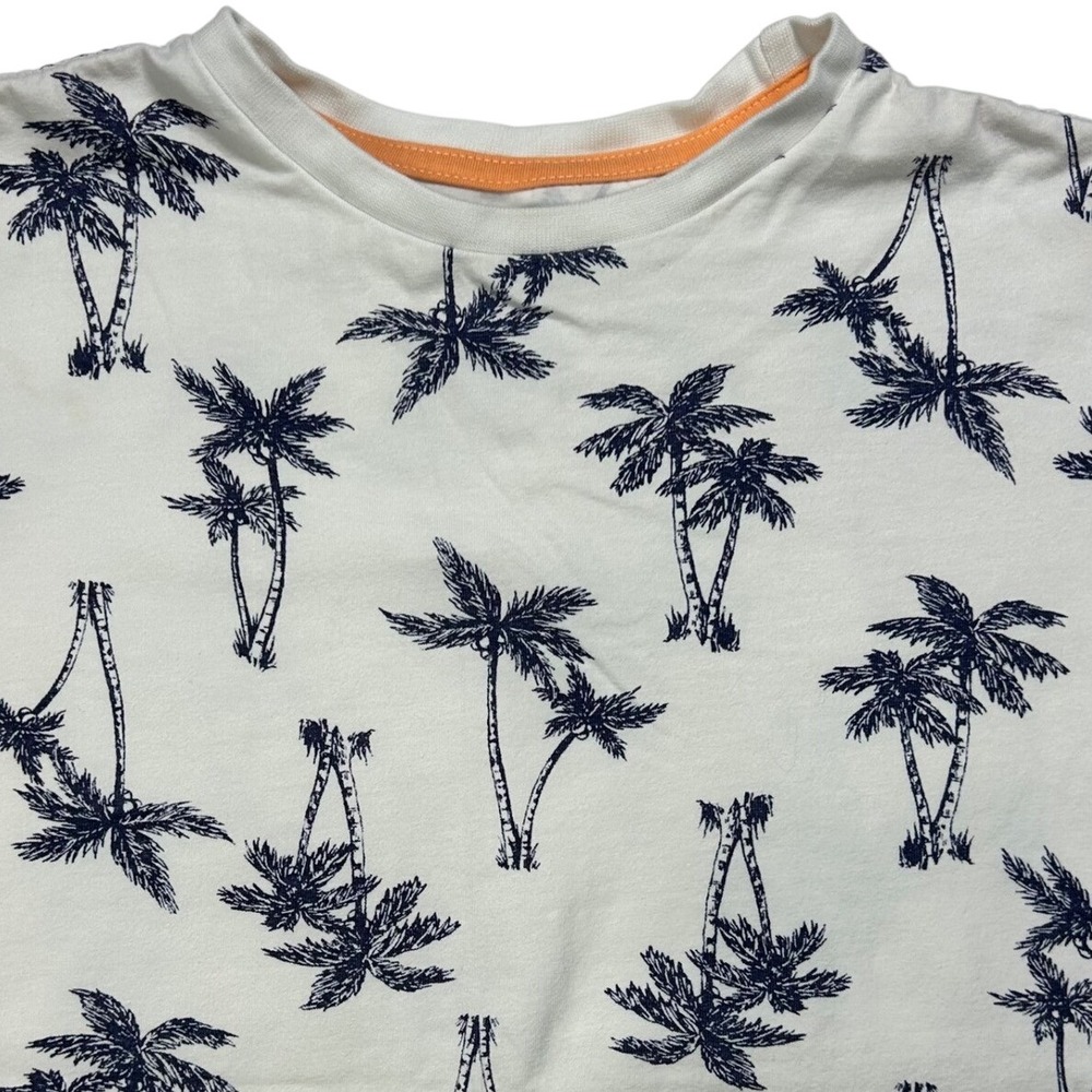 Tommy Bahama Boys Palm Tree Print Short Sleeve Shirt Size M 7/8 All Over Print